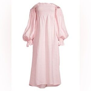 Sleeper Atlanta Off-the-shoulder Pink Gingham Maxi Dress